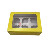 6 Cupcake Box | With Window | Yellow Color | - Bakeyy.com - India - 6 Cupcake Box | With Window | Yellow Color | - Pack of 10