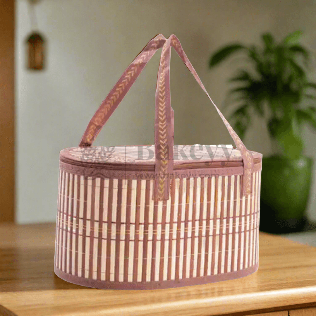 Folding Oval Basket With Zip | Storage Basket | Picnic Basket | Toy Storage basket | House Warming | Baby Shower - Bakeyy.com - India - Folding Oval Basket With Zip | Storage Basket | Picnic Basket | Toy Storage basket | House Warming | Baby Shower - Default Title