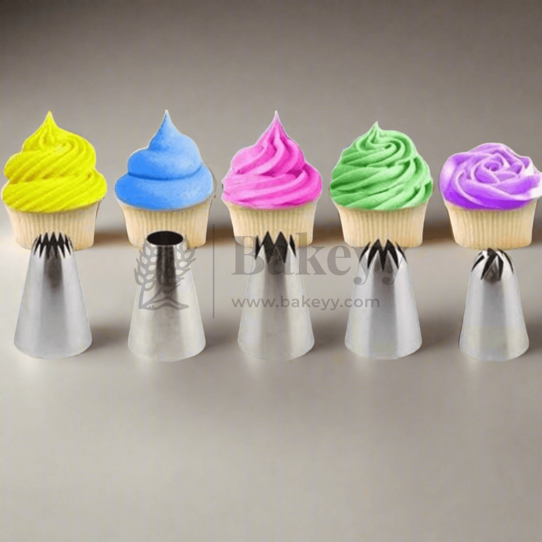 5 Pcs Stainless Steel Icing Nozzle Tips | - Bakeyy.com - India - 5 Pcs Stainless Steel Icing Nozzle Tips | - Default Title