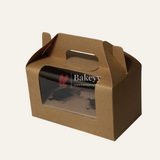 2 Kraft Cupcake Box with Handle  | With Front Window |
