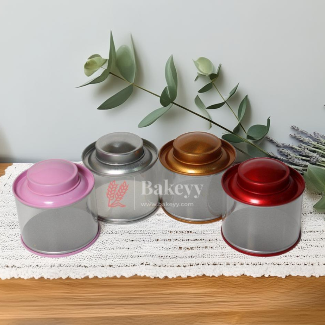 Transparent Round Tin Boxes with Metal Lids | Pack of 12 | Mixed Colour | Decorative Candle Tin | Candle Holder | Acrylic Box | Storage Tin |