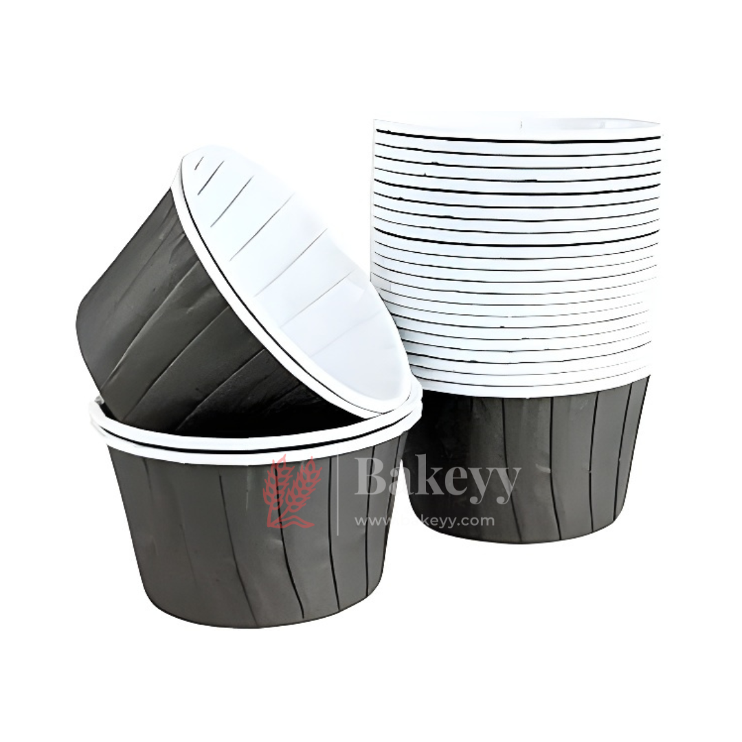 4435 Plain Black Muffin Cup | Curl Edge | Cupcake Liner | Medium | Pack Of 100