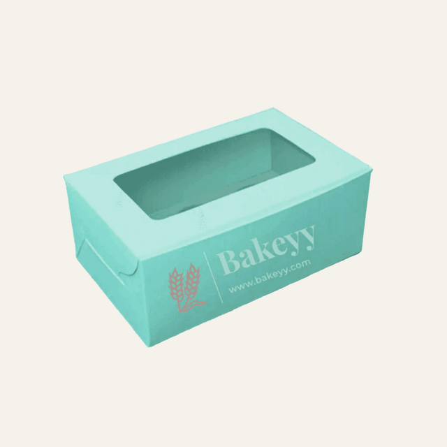 2 Cupcake Box | With Window On The Top | Sky Blue Color | - Bakeyy.com - India - 2 Cupcake Box | With Window On The Top | Sky Blue Color | - Pack of 10