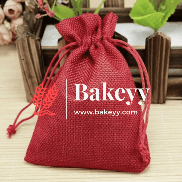Maroon Jute Potli Bag | Gift Return Gifts Bags | Drawstring Bags | (Pack of 10) - Bakeyy.com - India - Maroon Jute Potli Bag | Gift Return Gifts Bags | Drawstring Bags | (Pack of 10) - 10 X 14 CM