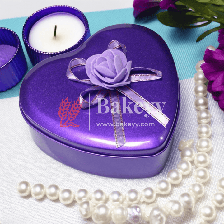 Purple Heart Empty Decorative Tin Box | Gift Box | Chocolate Box | Sweet Box | Jewellery Box | Luxury Box | Pack Of 4 | - Bakeyy.com - India - Purple Heart Empty Decorative Tin Box | Gift Box | Chocolate Box | Sweet Box | Jewellery Box | Luxury Box | Pack Of 4 | - Pack of 4