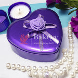 Large-Size 3| Mixed Colours with Mixed Bow Heart Empty Decorative Tin Box | Pack of 4