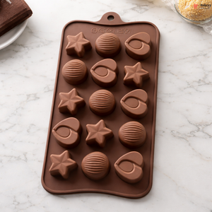 15-Cavity Heart, Star & Shell Shapes | Chocolate Mould | Pack of 1