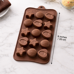 15-Cavity Heart, Star & Shell Shapes | Chocolate Mould | Pack of 1