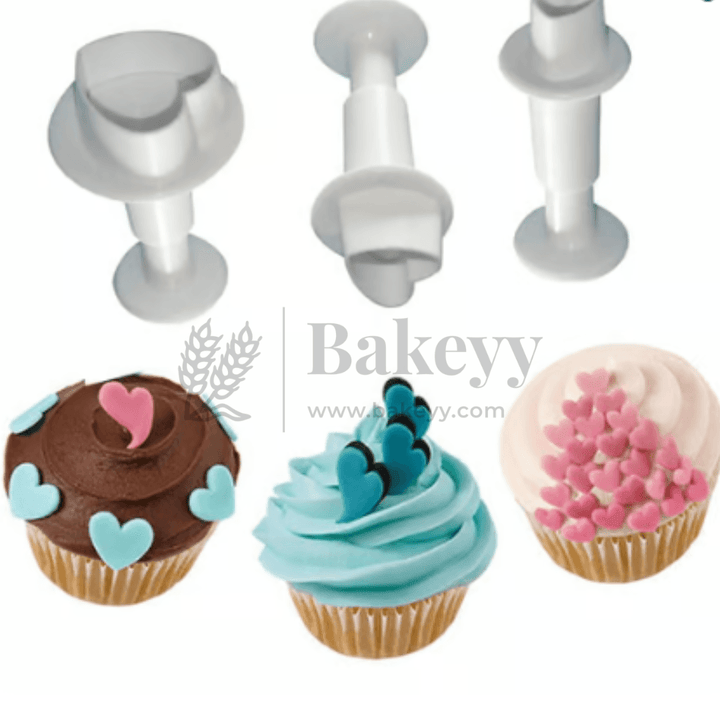 Heart Plunger Cutter Fondant Mould 3 pcs - Bakeyy.com - India - Heart Plunger Cutter Fondant Mould 3 pcs - Default Title