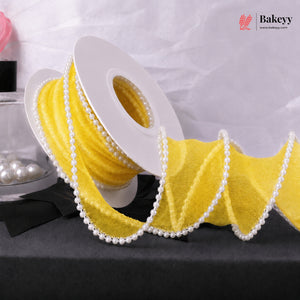 Pearl Edge Net Ribbon Roll | 2.5 cm x 9 Meter | Multiple Colors Available | Pack of 1