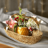 Decorative Gold Metal Hamper Basket For Gifting Oval with Handle - Bakeyy.com - India - Decorative Gold Metal Hamper Basket For Gifting Oval with Handle - Small