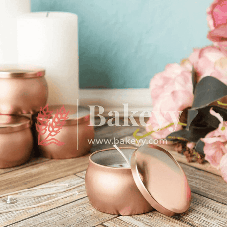 Silver, Red ,Rose Gold Candle Tin Box | Empty Decorative Tin Box | Candy Box | Gift Box | Pack Of 12 | - Bakeyy.com - India - Silver, Red ,Rose Gold Candle Tin Box | Empty Decorative Tin Box | Candy Box | Gift Box | Pack Of 12 | - Pack of 12 / Silver