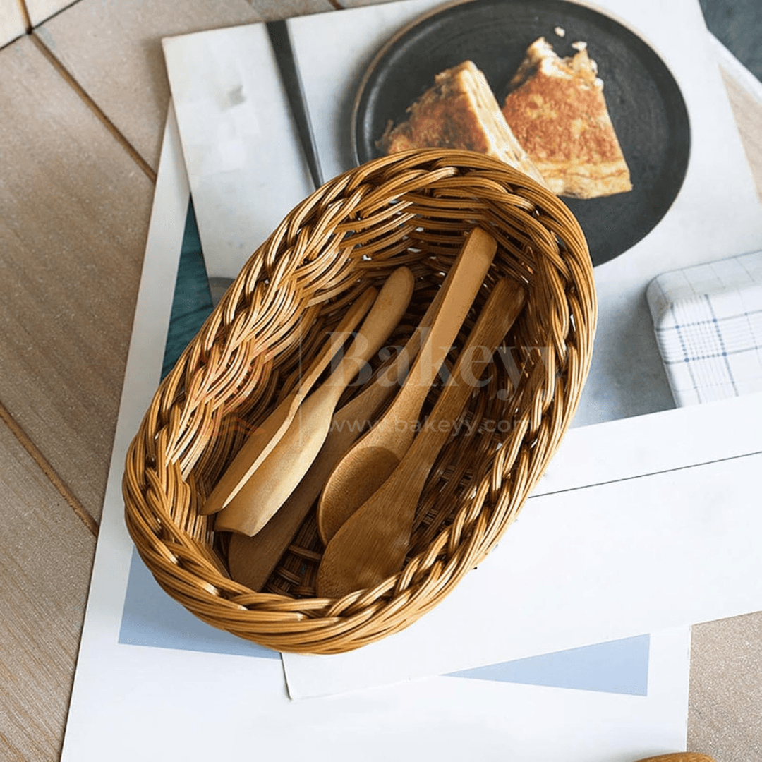 Oval Shaped Poly Wicker Woven Bread Basket, Imitation Rattan Fruit Basket Stackable Oval Shaped Serving Basket for Fruit, Bread, Vegetable, Towel, Home, Restaurant, Outdoor Use - Bakeyy.com - India - Oval Shaped Poly Wicker Woven Bread Basket, Imitation Rattan Fruit Basket Stackable Oval Shaped Serving Basket for Fruit, Bread, Vegetable, Towel, Home, Restaurant, Outdoor Use - Default Title