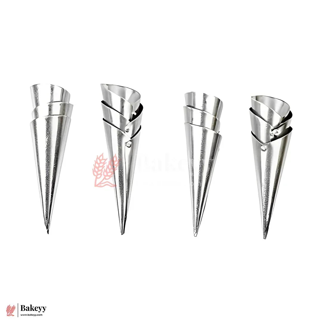 Aluminium Cone Mold – 6 Inch | Pack of 12 | For Ice Cream Cone, Cream Rolls & Pastries
