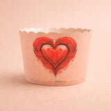 6 cm | Valentine Printed Muffin Cup | Cupcake Paper Cups | Heart Design Baking Liners | Pack of 50
