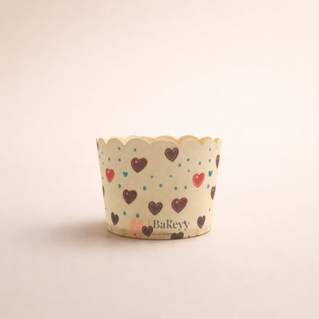 4 cm | Valentine Printed Muffin Cup | Cupcake Paper Cups | Heart Design Baking Liners | Pack of 50