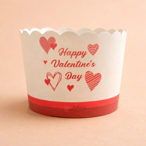 6 cm | Valentine Printed Muffin Cup | Cupcake Paper Cups | Heart Design Baking Liners | Pack of 50