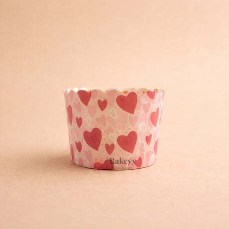 4 cm | Valentine Printed Muffin Cup | Cupcake Paper Cups | Heart Design Baking Liners | Pack of 50