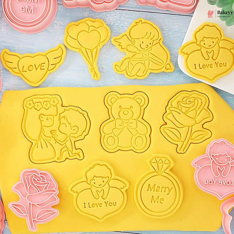 Valentine Theme Cookie Cutter & Embosser Set | 8 Piece | Pack of 1