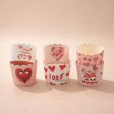 6 cm | Valentine Printed Muffin Cup | Cupcake Paper Cups | Heart Design Baking Liners | Pack of 50