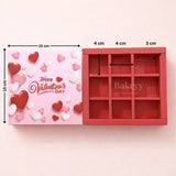 Valentine’s 9 Cavity Chocolate Gift Box with Sliding Lid | Rigid Hard Box with Partitions | Pack of 10
