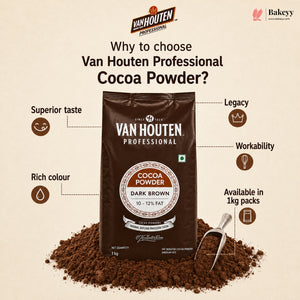 Van Houten Cocoa Powder Dark Brown (10-12% Fat) | 1 kg | Pack of 1
