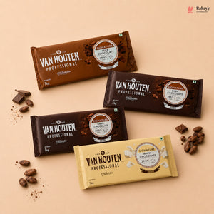 Van Houten Professional Signature Chocolate Blocks | Dark, Milk & White | 1kg | Pack of 1