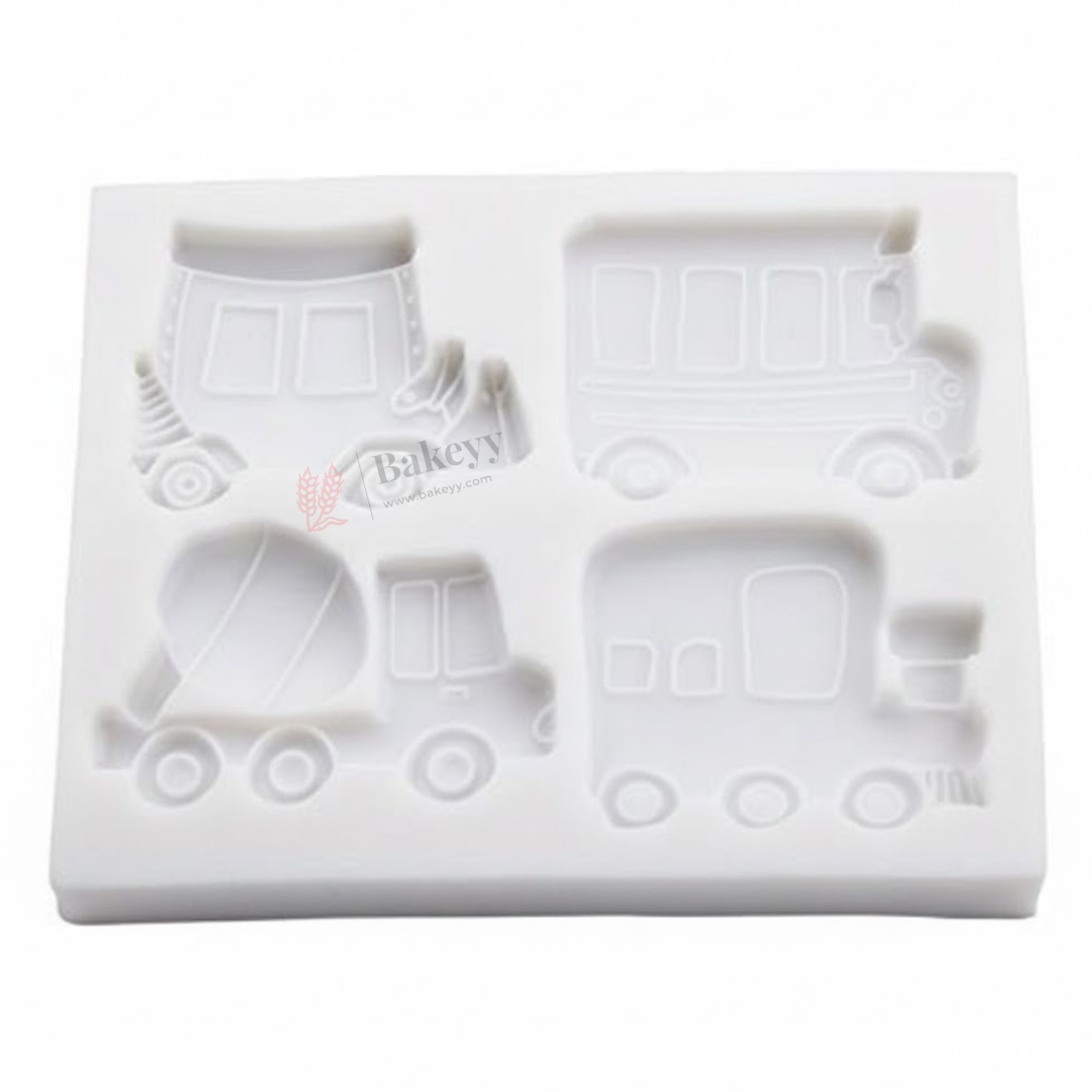 Vehicle Silicone Mould for Chocolate | Fondant & Cake Decoration | Truck, Train & Mixer Designs | Pack of 1