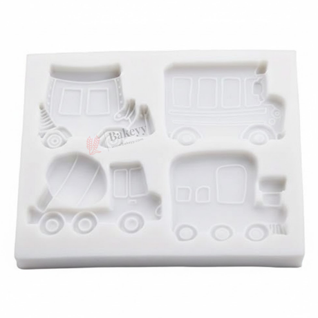 Vehicle Silicone Mould for Chocolate | Fondant & Cake Decoration | Truck, Train & Mixer Designs | Pack of 1