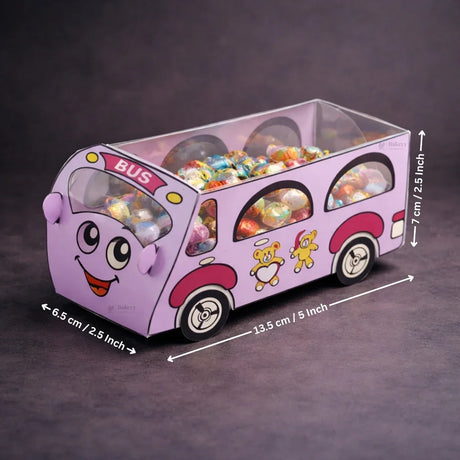 Vehicle Theme PVC Goodie Box | Cartoon Bus & Car Design Gift and Return Favor Box | 3 Designs Available | Pack of 10