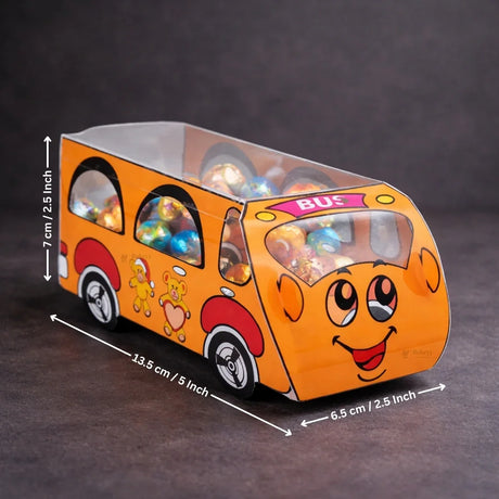 Vehicle Theme PVC Goodie Box | Cartoon Bus & Car Design Gift and Return Favor Box | 3 Designs Available | Pack of 10