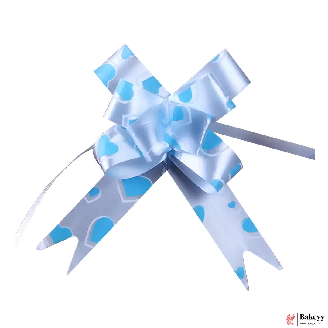 Luxury Blue Printed Pull Up Ribbon for Gift Wrapping & Hampers |Pack Of 10