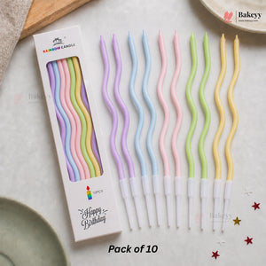 Wavy Spiral Birthday Cake Candles with Holders | Celebration Candles | Pack of 6