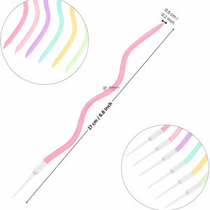 Colorful wavy spiral birthday cake candles with holders, 17cm length, sold by Bakeyy