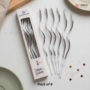 Wavy Spiral Birthday Cake Candles with Holders | Celebration Candles | Pack of 6