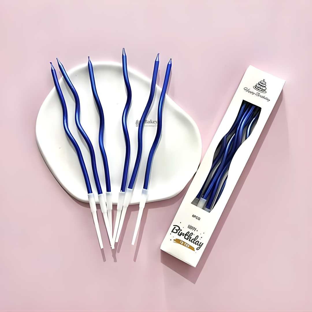 Wavy Spiral Birthday Cake Candles with Holders | Pack of 12