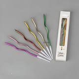 Wavy Spiral Birthday Cake Candles with Holders | Pack of 12