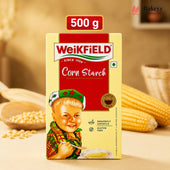 Weikfield Corn Starch packaging with a child illustration on a warm background