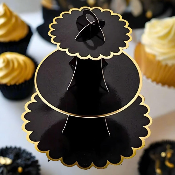 Tier Layer Cupcake Dessert Paper Stand Display Rack | Black - Bakeyy.com - India - Tier Layer Cupcake Dessert Paper Stand Display Rack | Black - Default Title