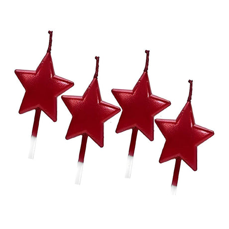 Happy Birthday Candles Cake Star Red | 4 pcs | For Birthday, Baby Shower, Wedding Party &amp; Cake Decoration - Bakeyy.com - India - Happy Birthday Candles Cake Star Red | 4 pcs | For Birthday, Baby Shower, Wedding Party &amp; Cake Decoration - Default Title