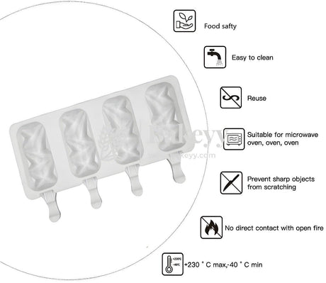 Silicone Popsicle Mould | Cakesicle Mould - Bakeyy.com - India - Silicone Popsicle Mould | Cakesicle Mould - 4 Cavity