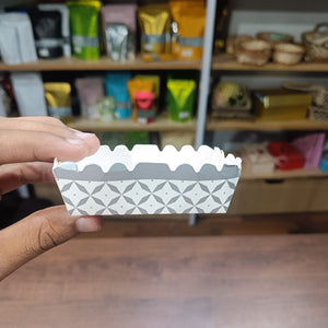 Geometric Paper Baking Tray | Rectangular Bake & Serve Tray | Pack of 50