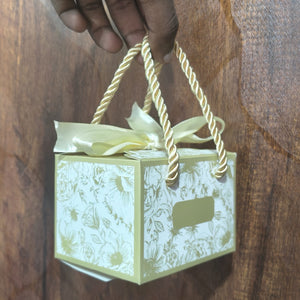 Floral Gift Box with Handle & Ribbon | 4 Colours | Pack of 10