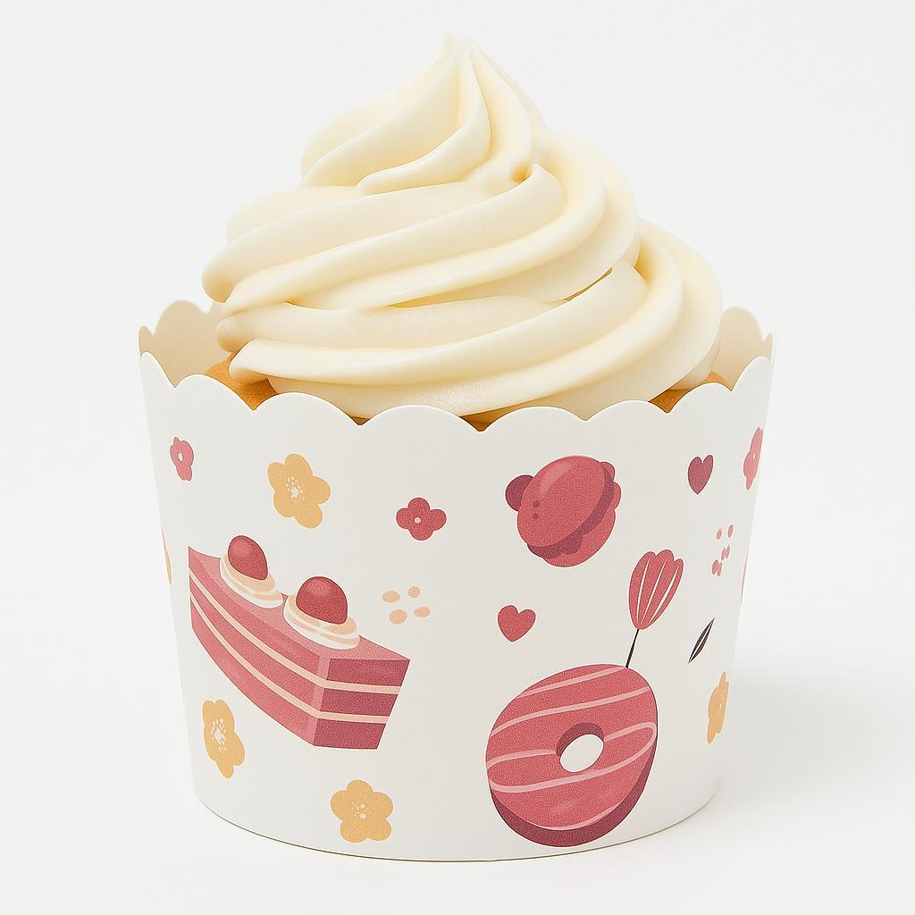 5cm | White Fancy Printed Scallop-Edge Baking Cups – Premium Paper Muffin Cup Liners | Pack Of 50