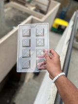 698 | Square Tile Pattern Chocolate Mould – 8 Cavity Cacao Mould