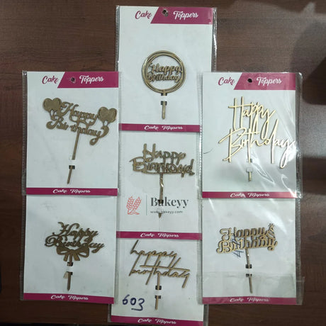 Gold Paper Toppers Happy Birthday Cake Topper