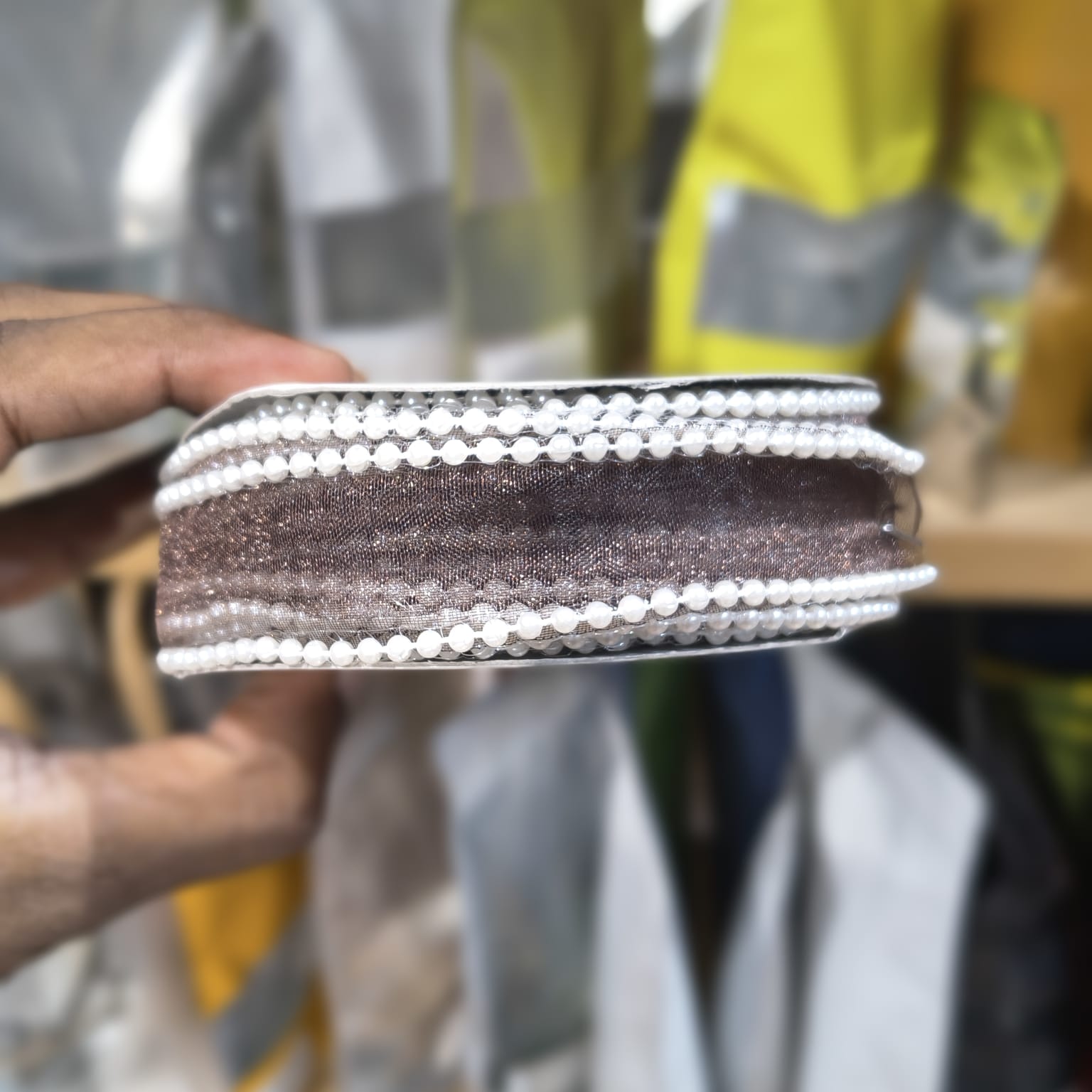 Pearl Edge Net Ribbon Roll | 2.5 cm x 9 Meter | Multiple Colors Available | Pack of 1