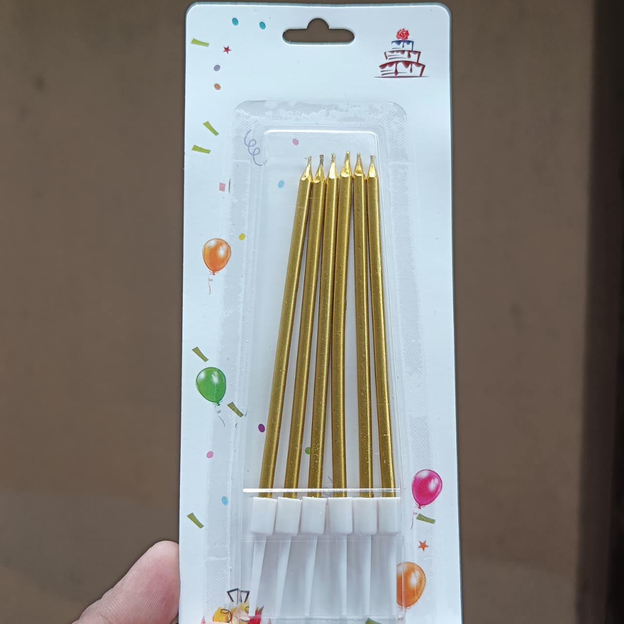 3mm Metallic Straight Birthday Cake Candles with Holders | Pack of 6