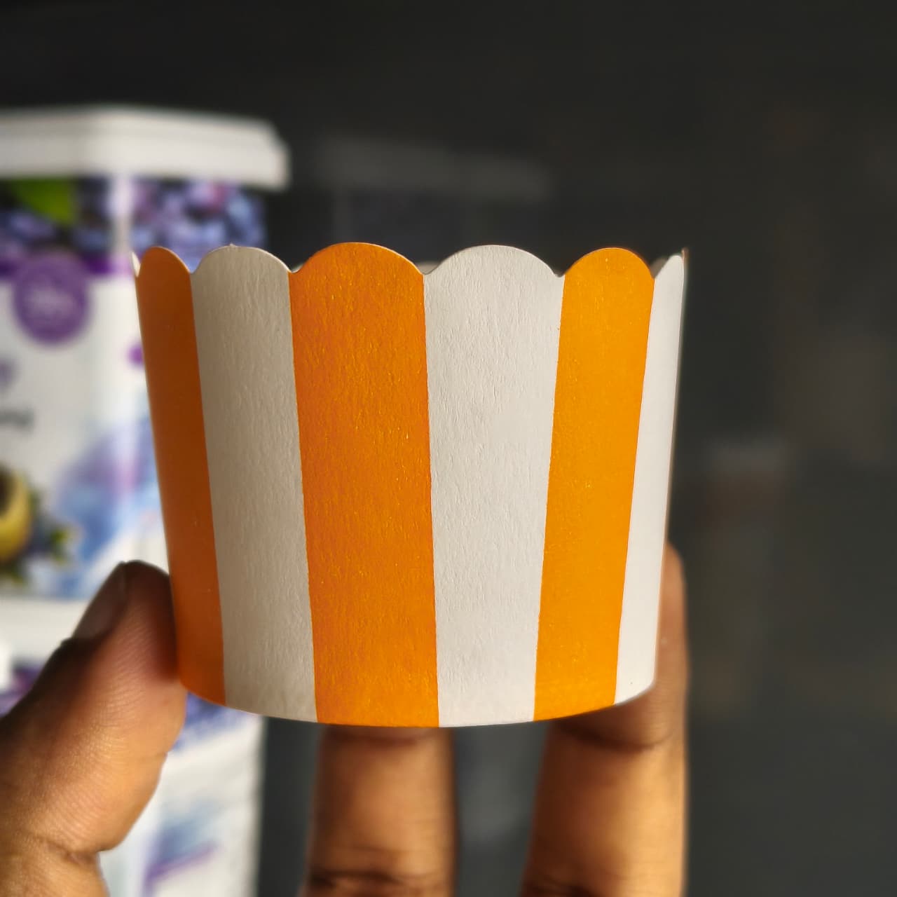 5 Cm | Striped Scallop Edge Cupcake Liners | Paper Cupcake Baking Cups | Pack of 50