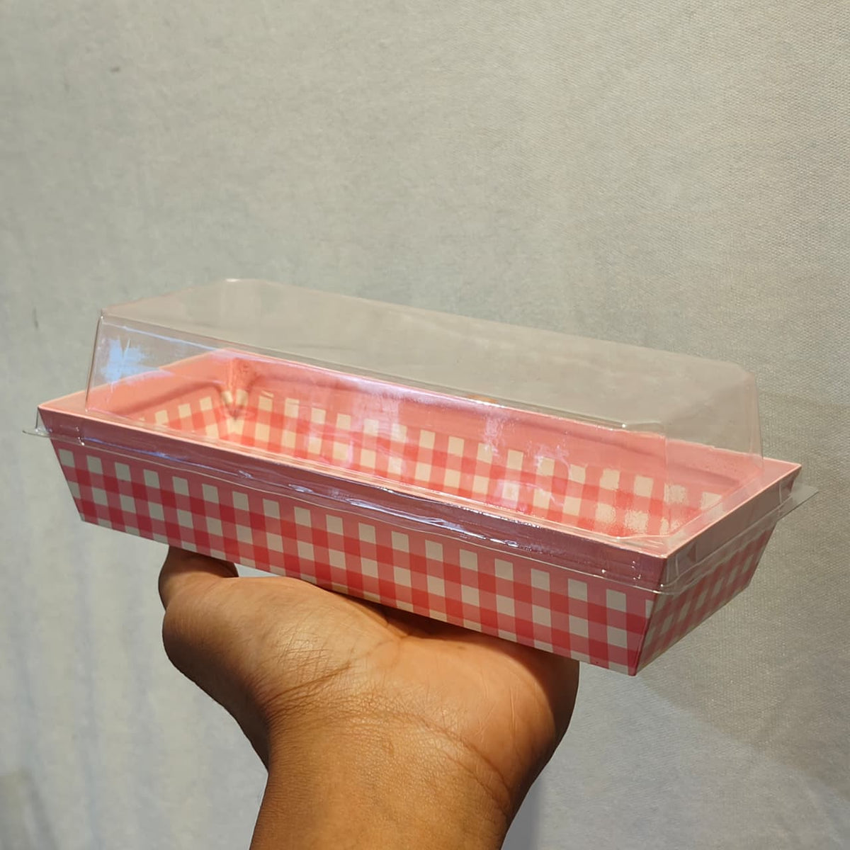 Rectangular Grid Pattern Loaf Box With Clear Lid |  Bakery Packaging Box | Pack of 50